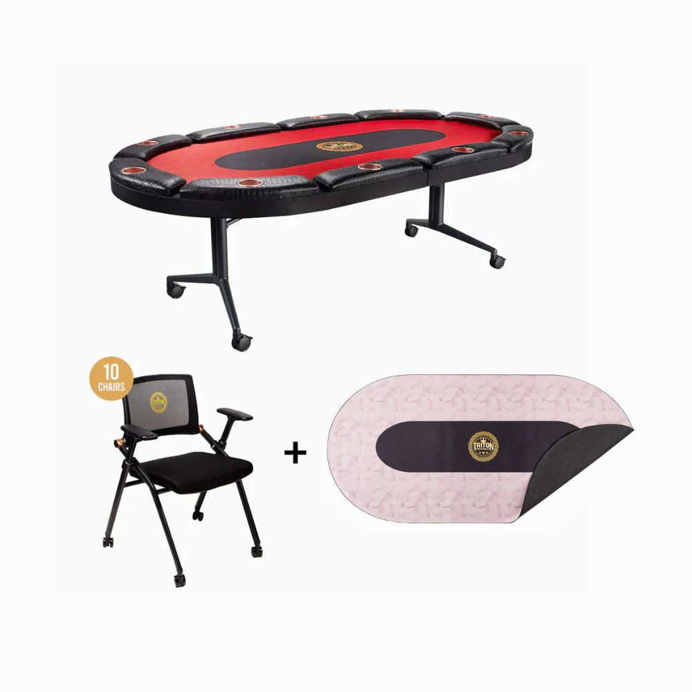 10 Player Poker Table + 10 Chairs + 1 Extra Mat