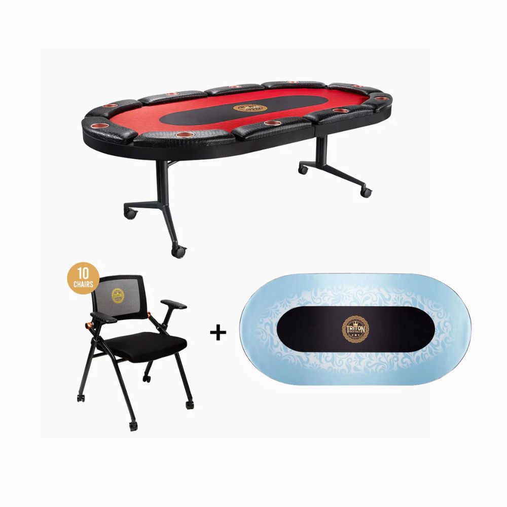 10 Player Poker Table + 10 Chairs + 1 Extra Mat