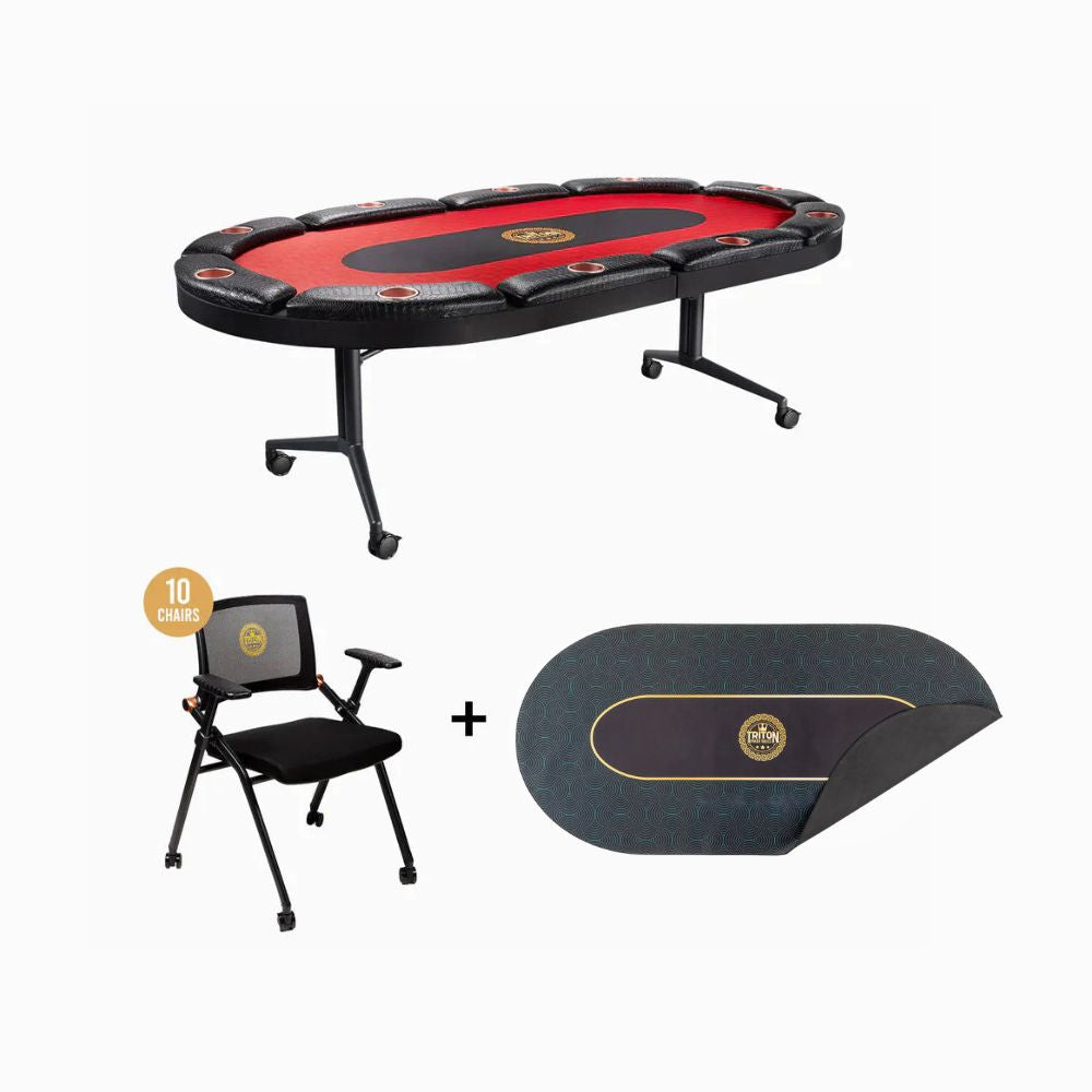 10 Player Poker Table + 10 Chairs + 1 Extra Mat