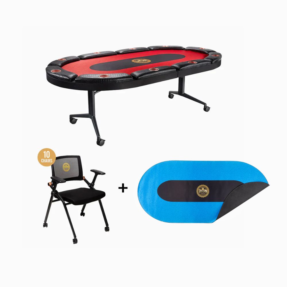 10 Player Poker Table + 10 Chairs + 1 Extra Mat