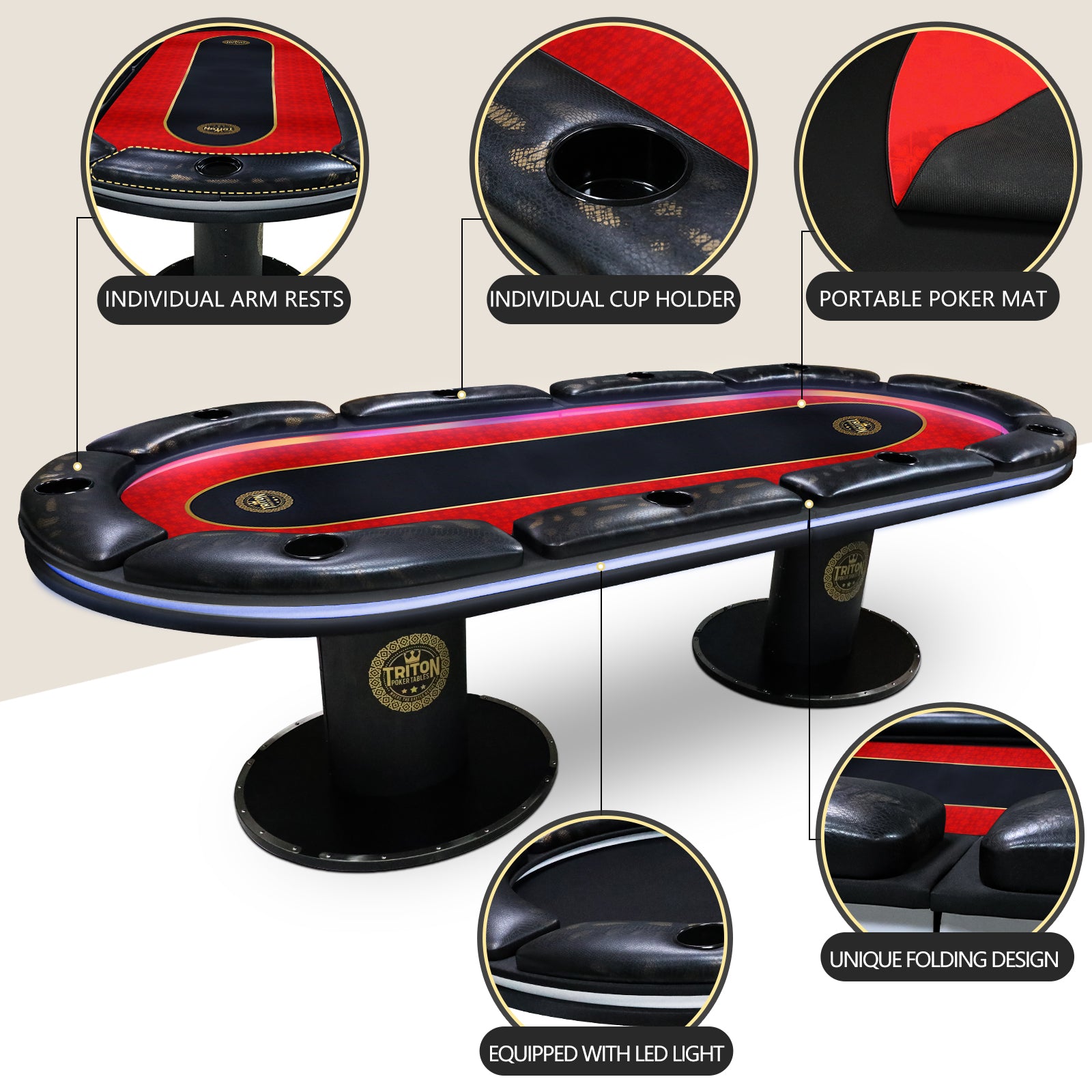 Casino Style Poker Table With LED Light