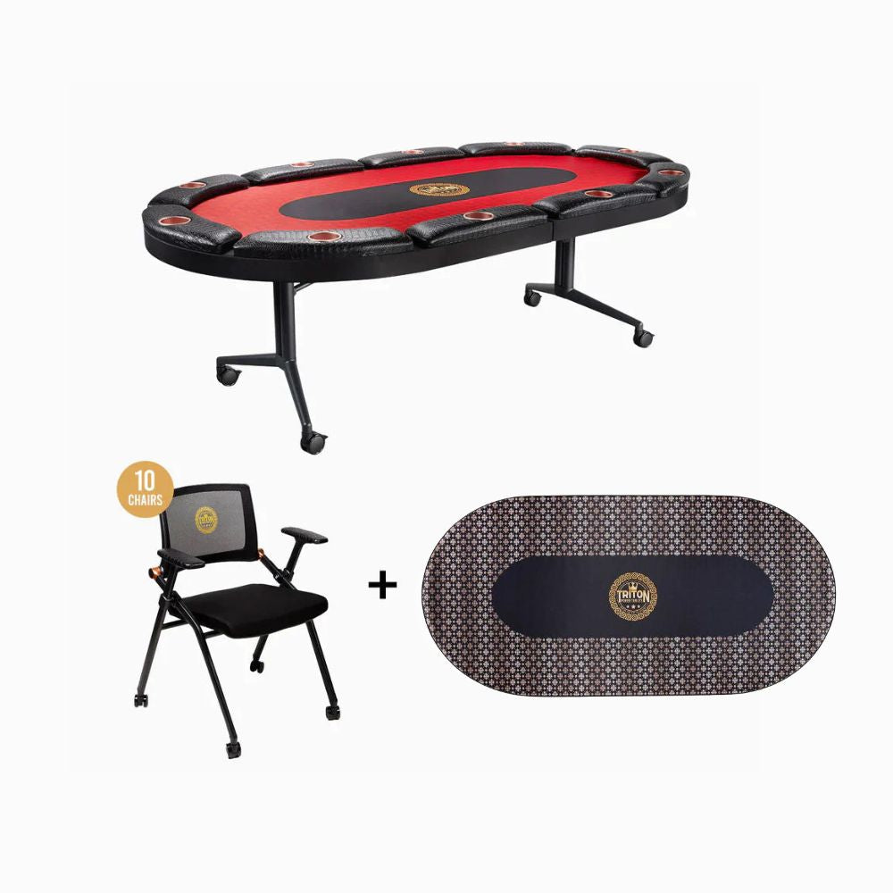 10 Player Poker Table + 10 Chairs + 1 Extra Mat