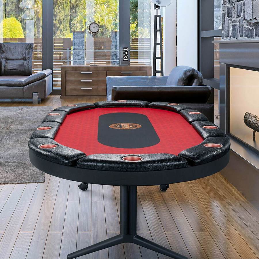 Triton Premium Folding 10 Player Poker Table + 10 Folding Poker Chairs with Castors + Premium Poker Chip Sets