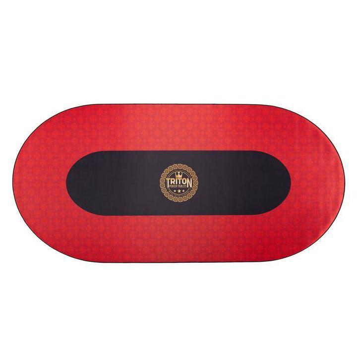 Triton Red  Portable  Oval Poker Table Mat with Carry Case