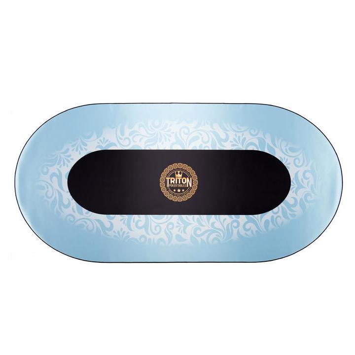 Triton Blue Portable Poker Table Mat with Carry Case
